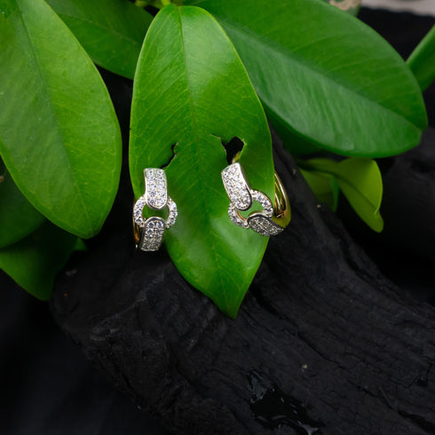 Stylish Diamond Buckle Earrings - D113A